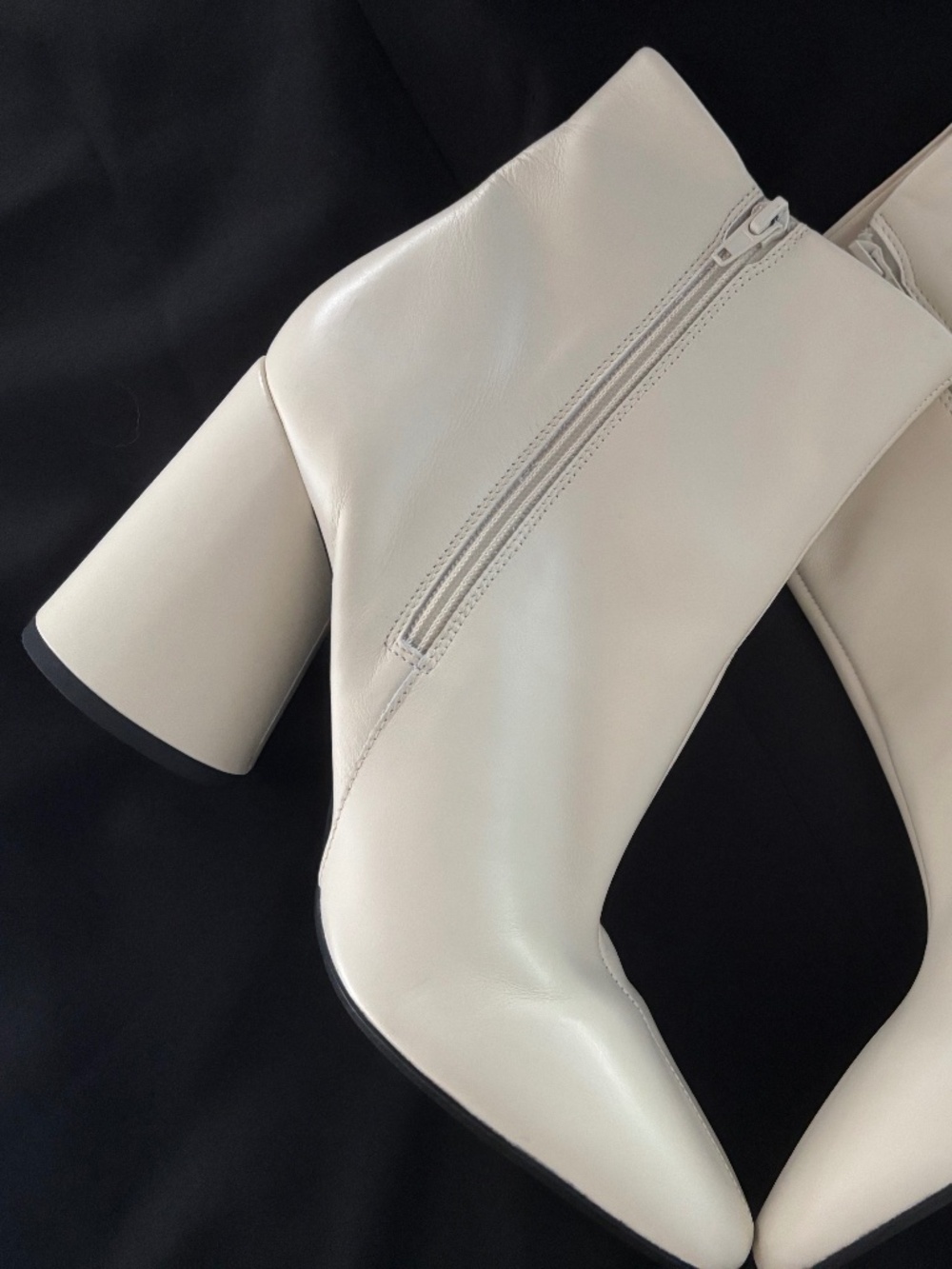 ZARA White Block Heel Ankle Boots Women's US 10 EU 41 Excellent Condition